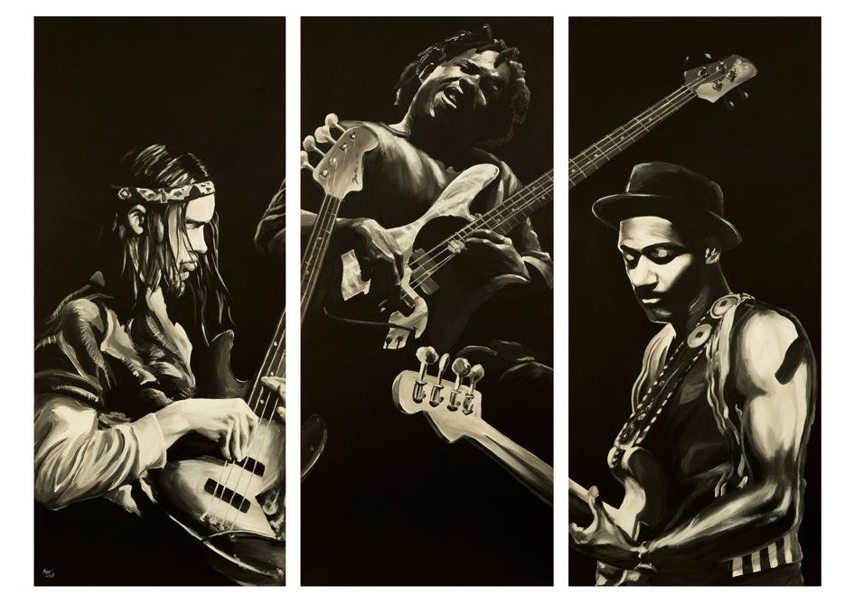 Jaco Pastorius Victor Wooten Marcus Miller Painting by Kevin McHugh Art