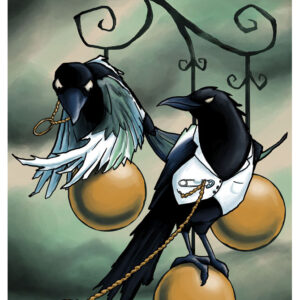 Lovebirds Halloween Crow Illustration by Kevin McHugh Art