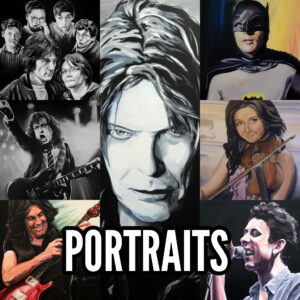 Collage of Portrait Art by by Fermanagh artist Kevin McHugh