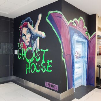 The Ghost House, Cahoots NI Mural by Kevin McHugh