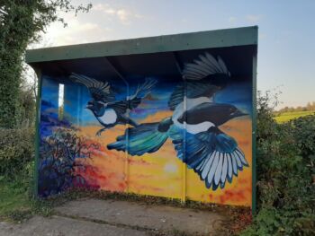 Magpies Bus Shelter Mural by Kevin McHugh